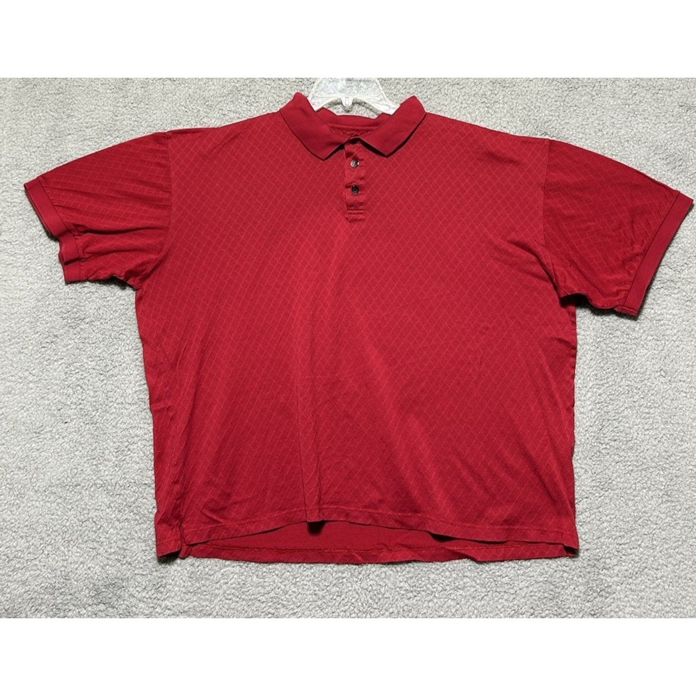 Daniel Gray Golf Polo Shirt Mens XXL S/S Geometric Red Cotton Double Mercerized